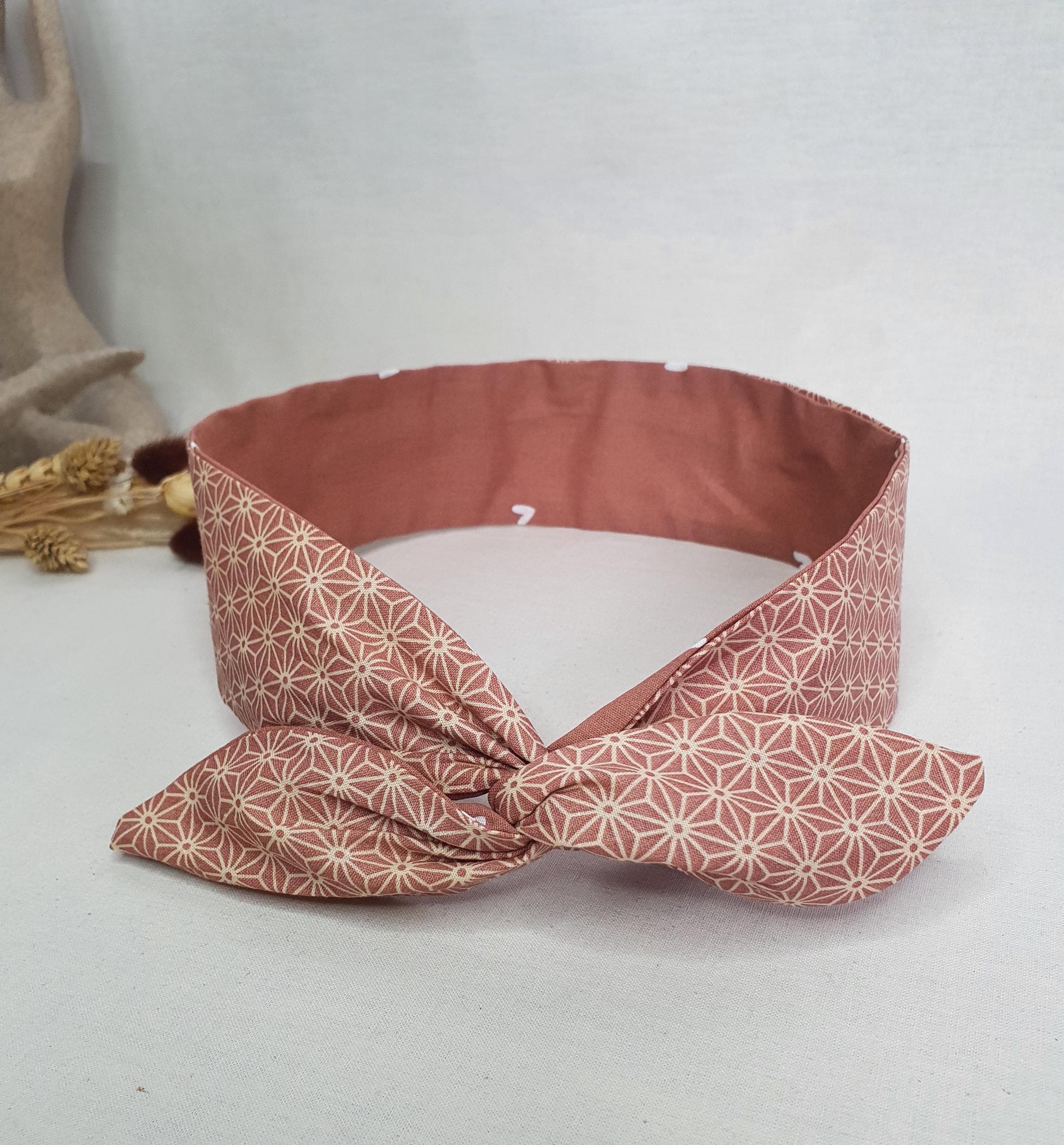Bandeau Foulard Cheveux Rigide Modulable - Motif Pied De Poule Rose - Neuf Avec étiquettes