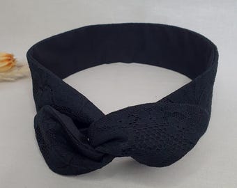Women's lace headband, rigid hair band, plain black lace wire headband