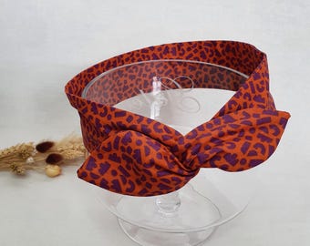 Rigid hairband, wire headband, adjustable headband for women in orange and purple