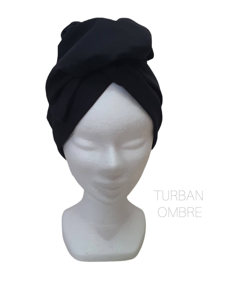 Maxi turban, bandeau fil de fer modulable turban femme coton popeline uni noir OMBRE image 1