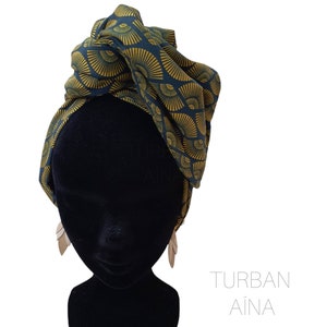 Maxi turbante, diadema de alambre ajustable turbante mujer abanicos amarillos fondo marino AÏNA imagen 2