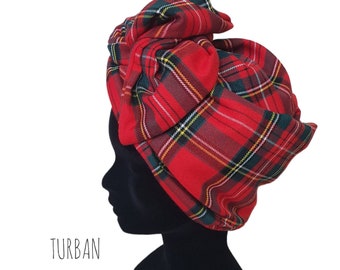 Maxi-Turban, modulares Draht-Stirnband, roter Tartan-Turban für Damen ROCK