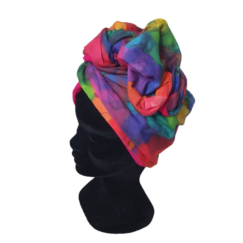 Maxi turban, bandeau fil de fer modulable turban femme motifs encre multicolore OLGA image 6