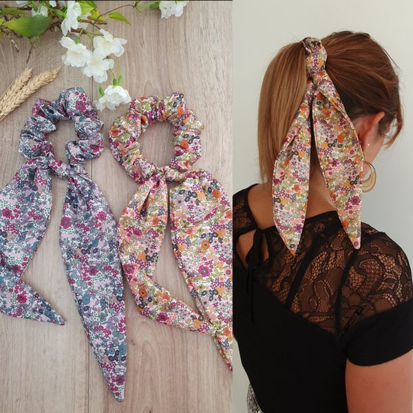 Scrunchies, Chouchou/foulard, Foulchie Liberty, élastique fleuri