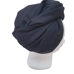 Maxi turban, bandeau fil de fer modulable turban femme coton popeline uni noir OMBRE image 3