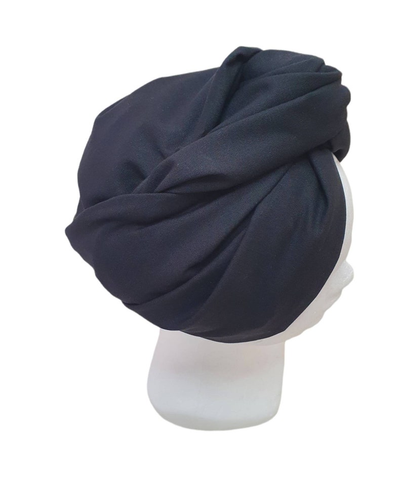 Maxi turban, bandeau fil de fer modulable turban femme coton popeline uni noir OMBRE image 3