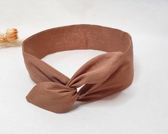 Bandeau cheveux rigide headband fil de fer uni marron claire caramel