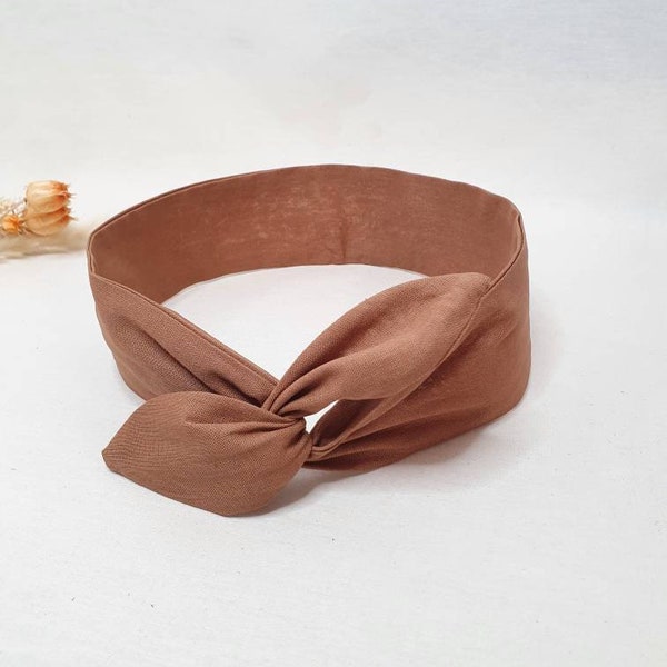 Bandeau cheveux rigide headband fil de fer uni marron claire caramel