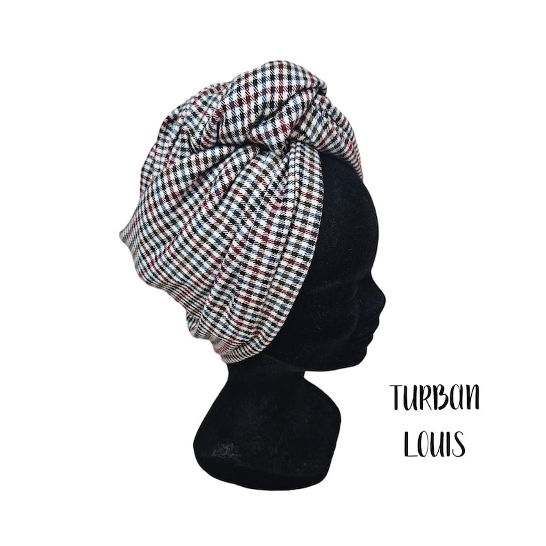 Maxi turban, bandeau fil de fer modulable turban femme tartan LOUIS image 4