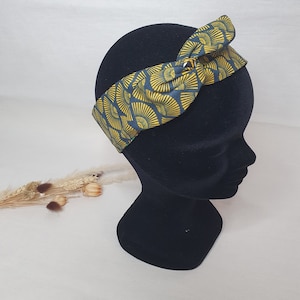 Bandeau cheveux rigide headband fil de fer réversible éventails jaunes et fleuri multicolore image 6