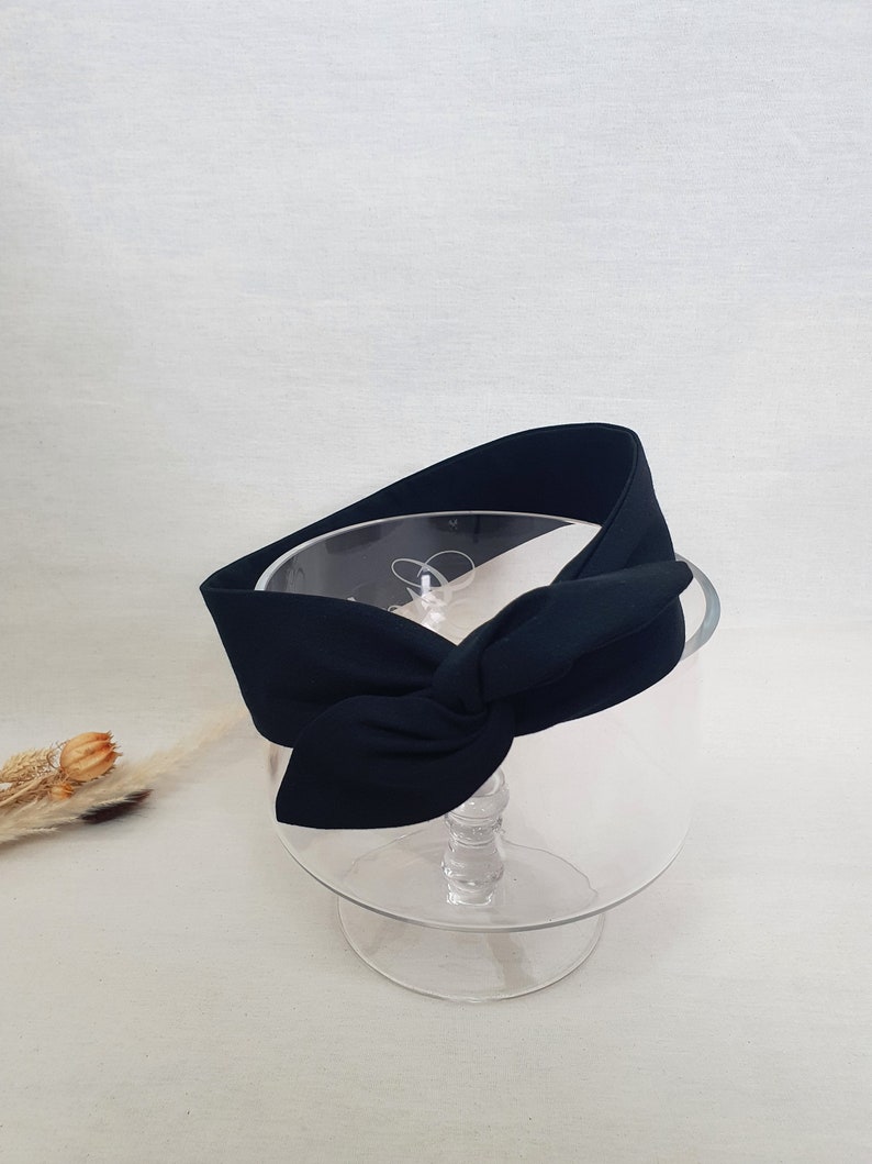 Bandeau cheveux rigide headband fil de fer uni noir image 3