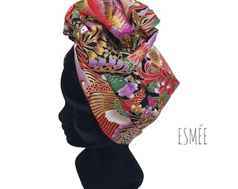 Maxi turban, adjustable string bandeau turban, women's turban, ESMÉE Japanese fabric turban