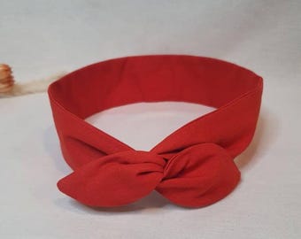 Women's hairband, rigid adjustable headband, plain brick orange wire headband
