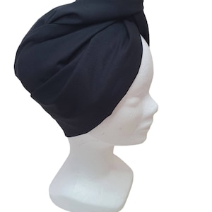 Maxi turban, bandeau fil de fer modulable turban femme coton popeline uni noir OMBRE image 2