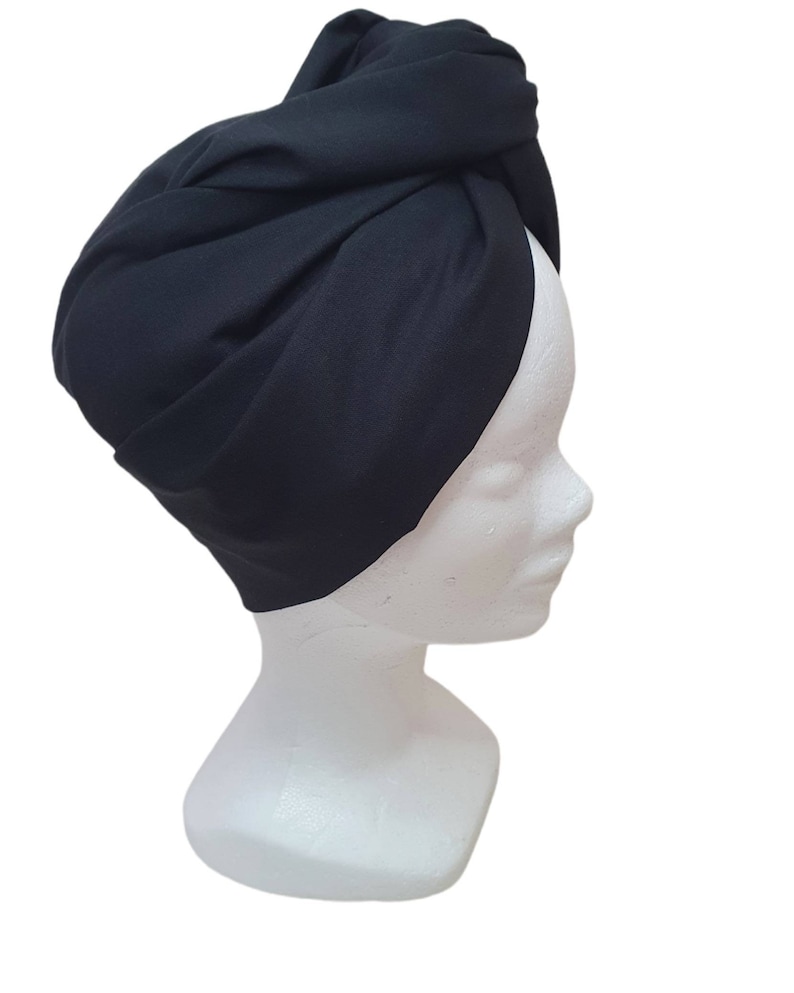 Maxi turban, bandeau fil de fer modulable turban femme coton popeline uni noir OMBRE image 2