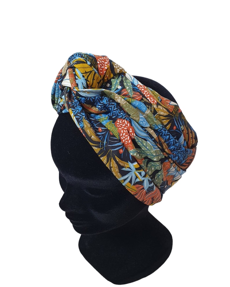 Demi-Turban, bandeau fil de fer modulable turban fleuri exotique ZIA image 4