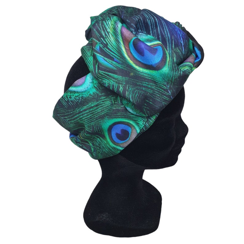 Turbante, diadema modular de alambre turbante de mujer con motivos de plumas de pavo real TAOUS imagen 6