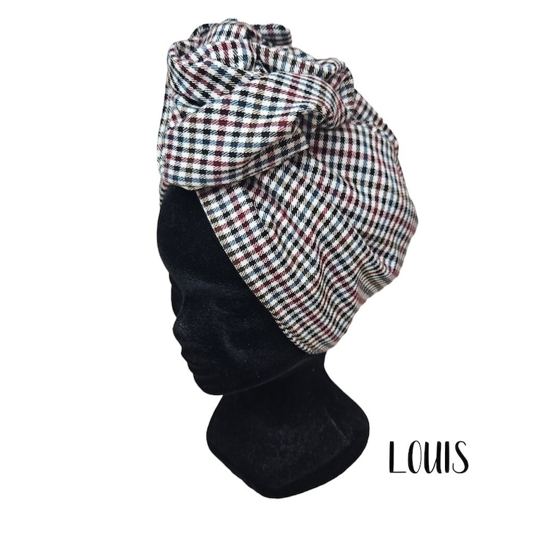 Maxi turban, bandeau fil de fer modulable turban femme tartan LOUIS Complet 30cm/110cm