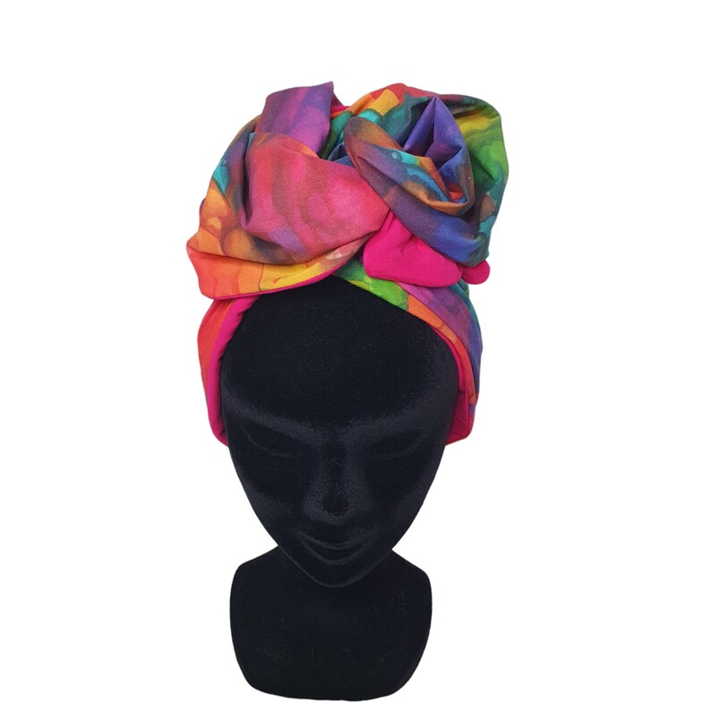 Maxi turban, bandeau fil de fer modulable turban femme motifs encre multicolore OLGA image 4