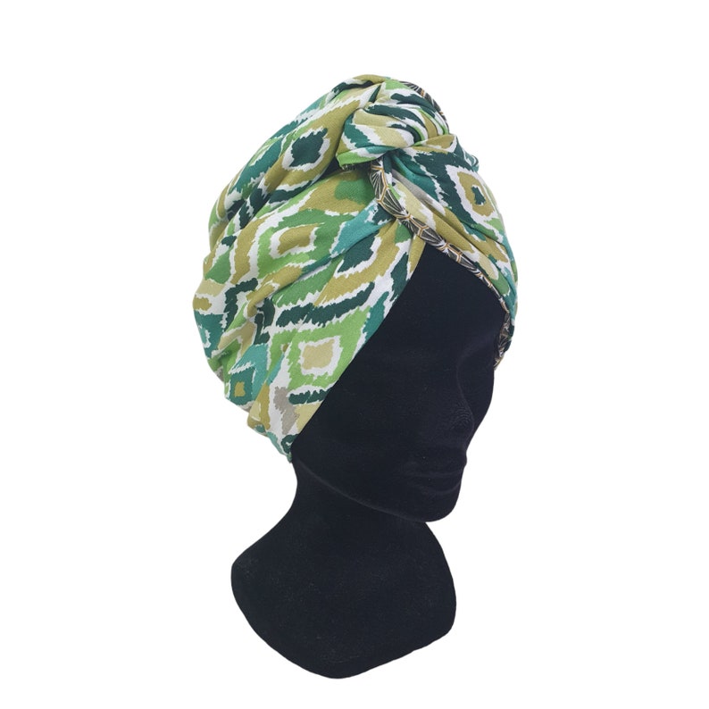 Half-Turban, adjustable wire headband reversible green turban and khaki LEONIE image 5