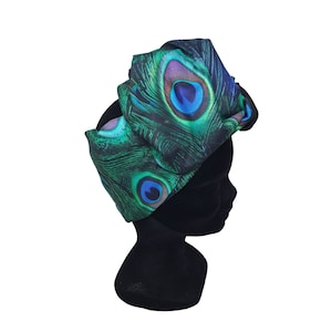 Turbante, diadema modular de alambre turbante de mujer con motivos de plumas de pavo real TAOUS imagen 8