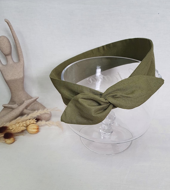 Bandeau cheveux rigide headband fil de fer, bandeau armature, bandeau femme uni vert kaki