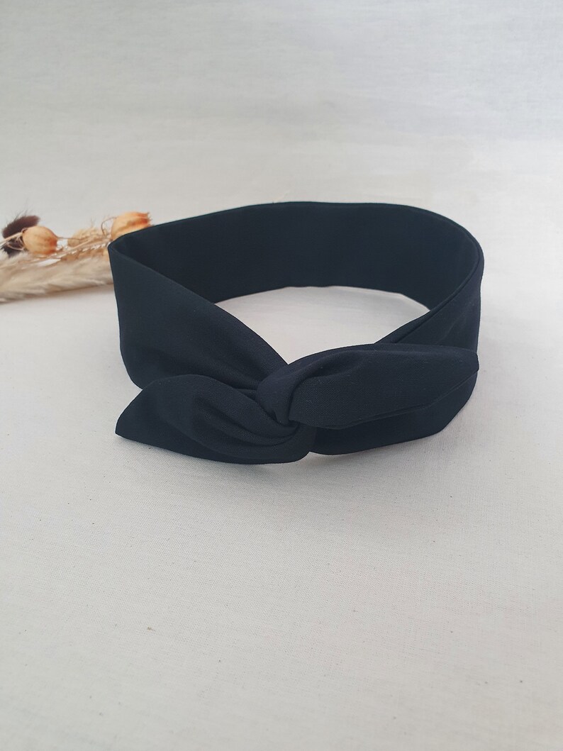 Bandeau cheveux rigide headband fil de fer uni noir image 2