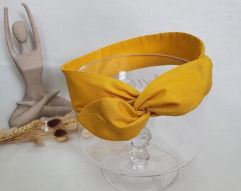 Rigid headband, adjustable wire headband, wire headband, plain mustard yellow women's headband