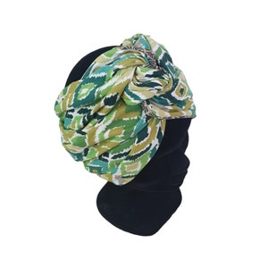 Half-Turban, adjustable wire headband reversible green turban and khaki LEONIE image 6