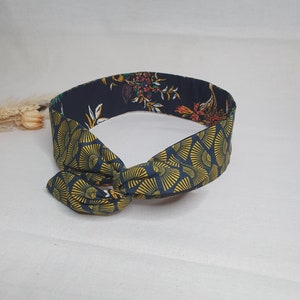 Bandeau cheveux rigide headband fil de fer réversible éventails jaunes et fleuri multicolore image 4