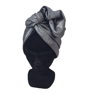 Maxi turban, bandeau fil de fer modulable turban femme lamé argenté et noir SIRIUS image 7
