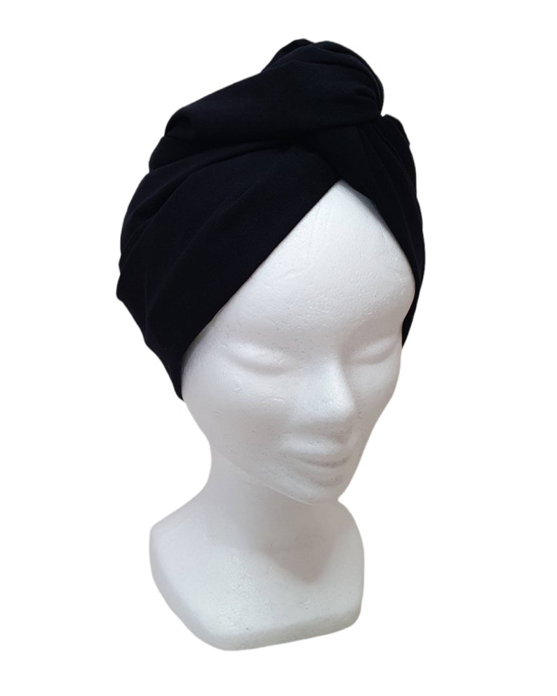 Maxi turban, bandeau fil de fer modulable turban femme coton popeline uni noir OMBRE image 4