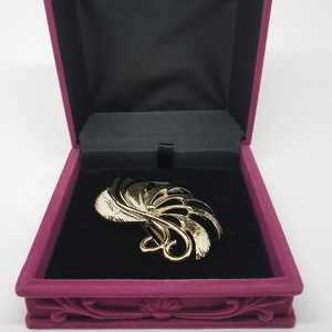 Vintage Brosche ~ (Goldfarbe, Abstraktes Blatt) ~ Ohne Schmuckbox