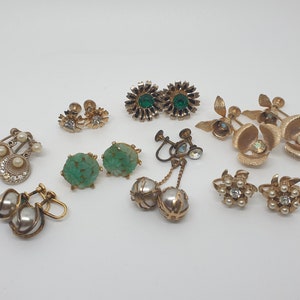 Vintage Earrings (Gold Color, Screw-back) ~ Assortment ~ Jewellery Box Not Included