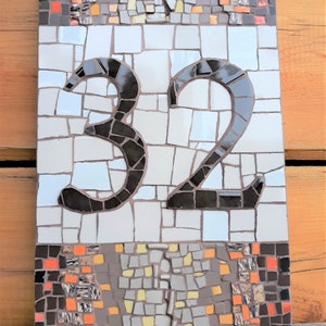 Mosaic plaque with brown digit Mosaic house number sign Housewarming mosaic gift Ceramic number Personalised gift Unique wall number