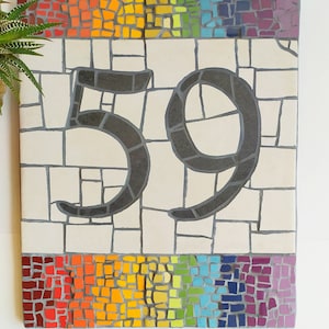 Mosaic house number Custom house number sign House warming gift Ceramic mosaic art  Unique wall number