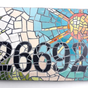 Mosaic house plaque with the family name, Housewarming gift mosaic, Home number, Ceramic number, Personalised gift, Unique wall number