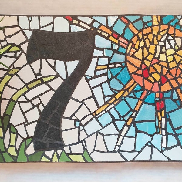 Mosaik Hausnummern, Einweihungsgeschenk Mosaik, Hausnummer, Keramiknummer, personalisiertes Geschenk, einzigartige Wandnummer