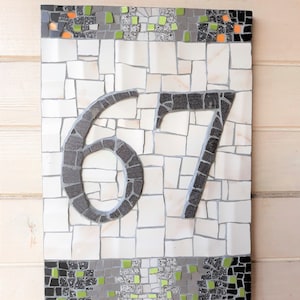 Mosaic house number, decorative, unique