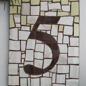 House number Mosaic plaque Address sign Ceramic number Personalised gift Unique wall number Mosaic product