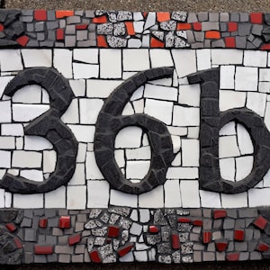 Housewarming gift Mosaic address Home number Ceramics mosaics number Personalised gift Unique wall number Outside decor product