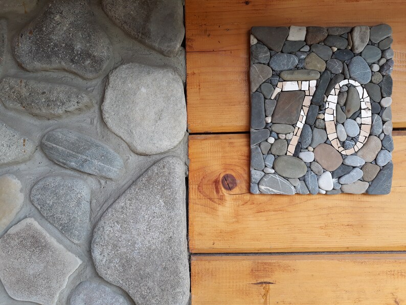 House Number Plaque Pebble Mosaic House Number Address Sign Etsy UK