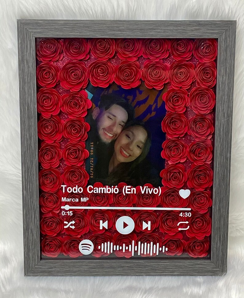 Shadowbox frame Spotify music shadow box with flowers 11x14
