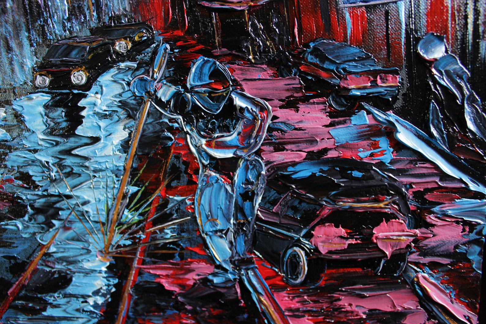 Cyberpunk painting Night City Original Oil Painting on Canvas Etsy