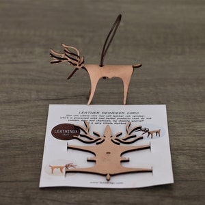 Enfeites de couro, cartão de rena de couro, brinquedo exclusivo faça você mesmo, decoração de mesa de escritório, objetos de veado de couro, ideia de presente artesanal