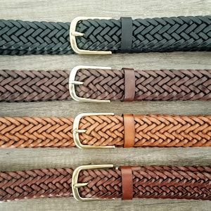 Leather Braid Belt Customizable Gold Buckle Braided Belt Christmas and ...