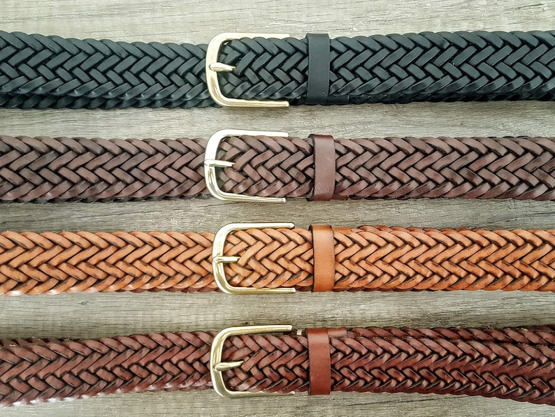 Leather braid belt customizable gold buckle braided belt christmas and birthday personalized gifts for women men extra long size luxury belt image 4