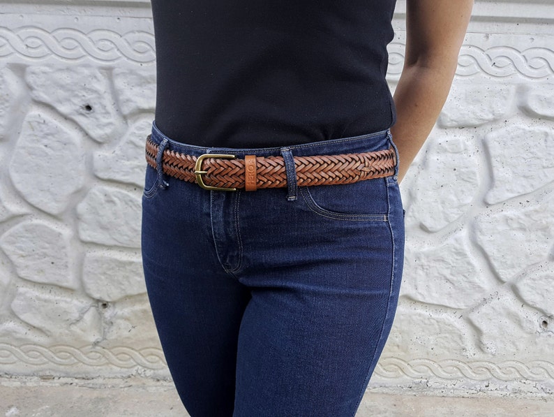 Leather braid belt customizable gold buckle braided belt christmas and birthday personalized gifts for women men extra long size luxury belt image 9