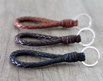 Woven leather best sale keychain
