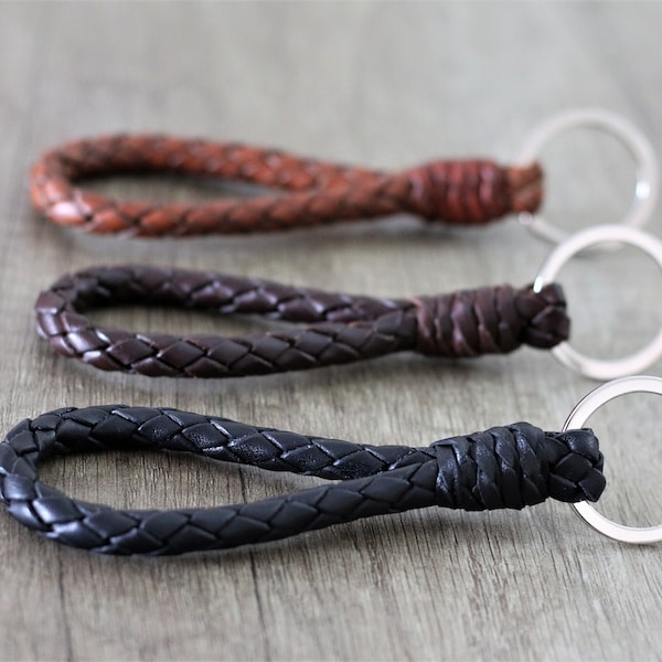 Braided Leather Keychain unique gift for New Car home hand woven Key chain Hand Braid lanyard keyfob quality leather accessories for womens